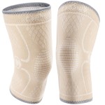 CAMBIVO 2 Pack Knee Brace, Knee Compression Sleeve for Men and Women, Knee Support for Running, Workout, Gym, Hiking, Sports (Beige,Large)