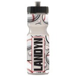 50 Strong 22oz Kids Personalized Baseball Squeeze Water Bottle - BPA-Free with Pull Top Cap - Durable & Reusable for School, Boys & Girls - Made in USA - Custom Name, Team or Number