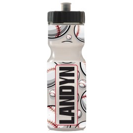 50 Strong 22oz Kids Personalized Baseball Squeeze Water Bottle - BPA-Free with Pull Top Cap - Durable & Reusable for School, Boys & Girls - Made in USA - Custom Name, Team or Number
