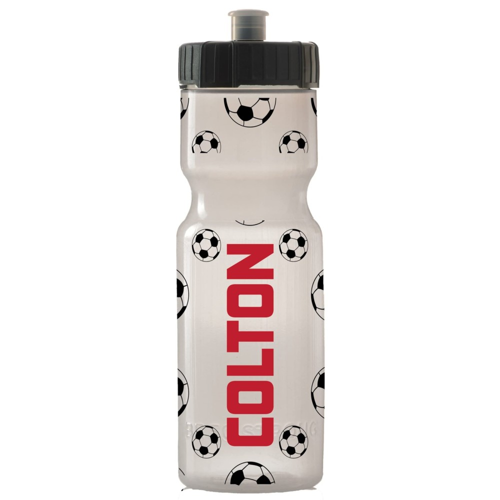 50 Strong 22oz Kids Personalized Soccer Squeeze Water Bottle - BPA-Free with Pull Top Cap - Durable & Reusable for School, Boys & Girls - Made in USA - Custom Name, Team or Number