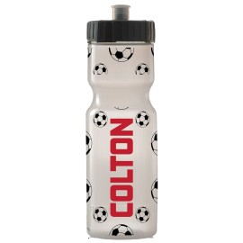 50 Strong 22oz Kids Personalized Soccer Squeeze Water Bottle - BPA-Free with Pull Top Cap - Durable & Reusable for School, Boys & Girls - Made in USA - Custom Name, Team or Number