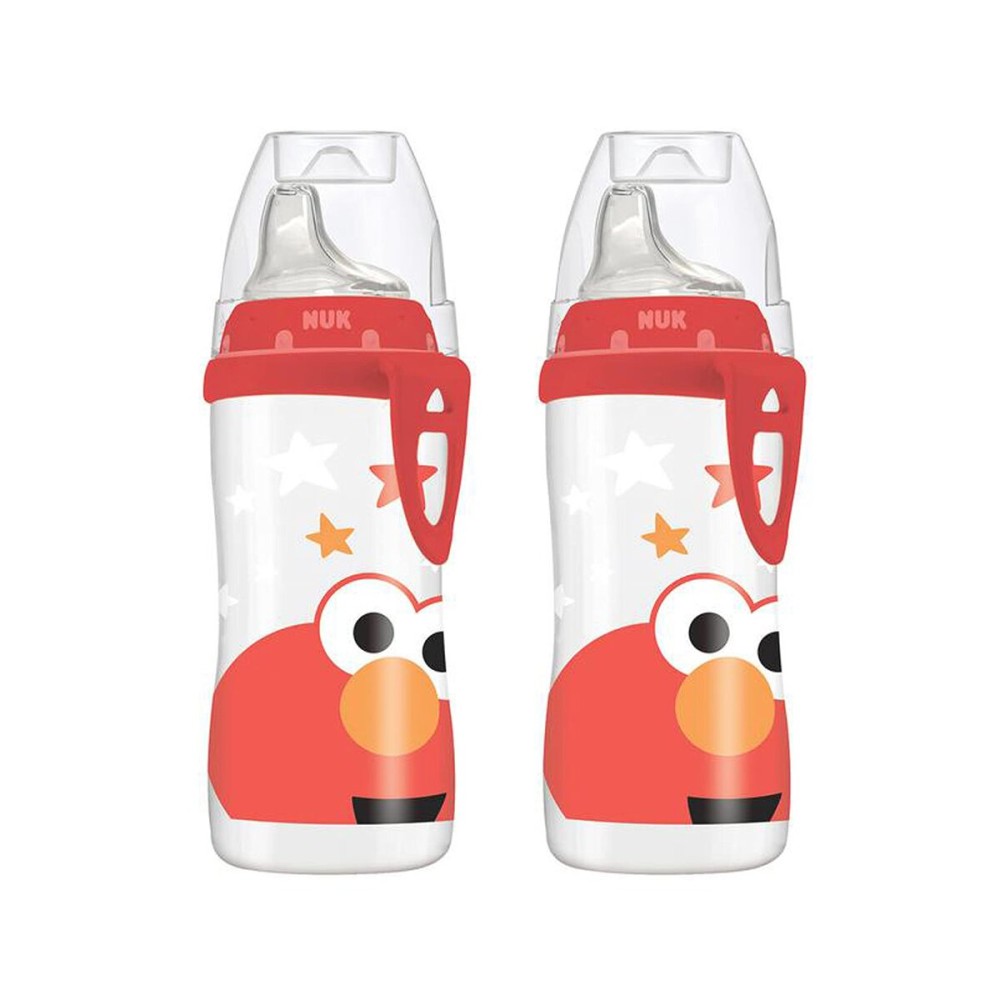 NUK Elmo Active Cup, 10oz, 2 Pack - BPA Free, Spill Proof Sippy Cup