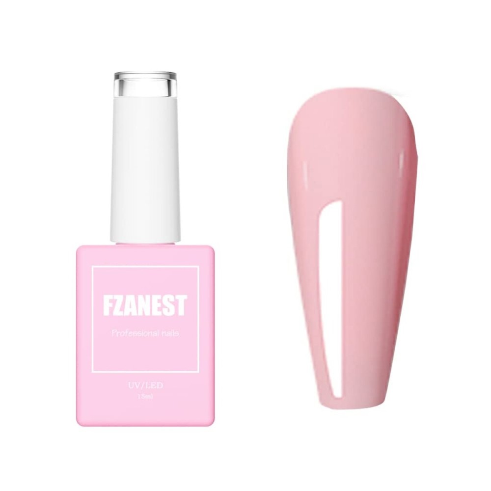 FZANEST Pastel Gel Nail Polish,15ml Baby Pink Spring Summer Color Soak Off UV Light Cure Gel Polish Soft Candy Nail Art DIY Home D27