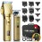FADEKING Professional Hair Clippers & Beard Trimmer Set for Men - Cordless Barber Clippers with LCD Display, Precision Trimmer & Travel Case - Gifts for Men Husband Father (Gold + Bronze)