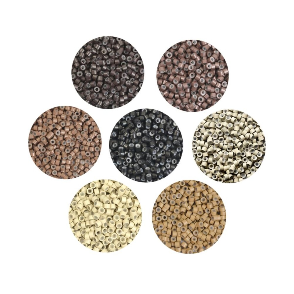 500 Pcs 4mm Silicone Lined Micro Links Rings Beads for Hair Extensions and Feather Extensions (Brown)