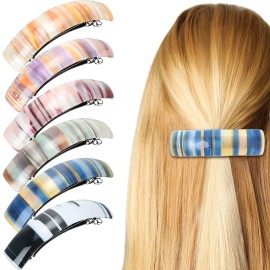 WILLBOND 6 Pcs Hair Barrettes for Women Large Barrettes Hair French Clips Pin Retro Clasp for Mom Gifts Women Accessories, 6 Colors(Multicolor,Stripe)