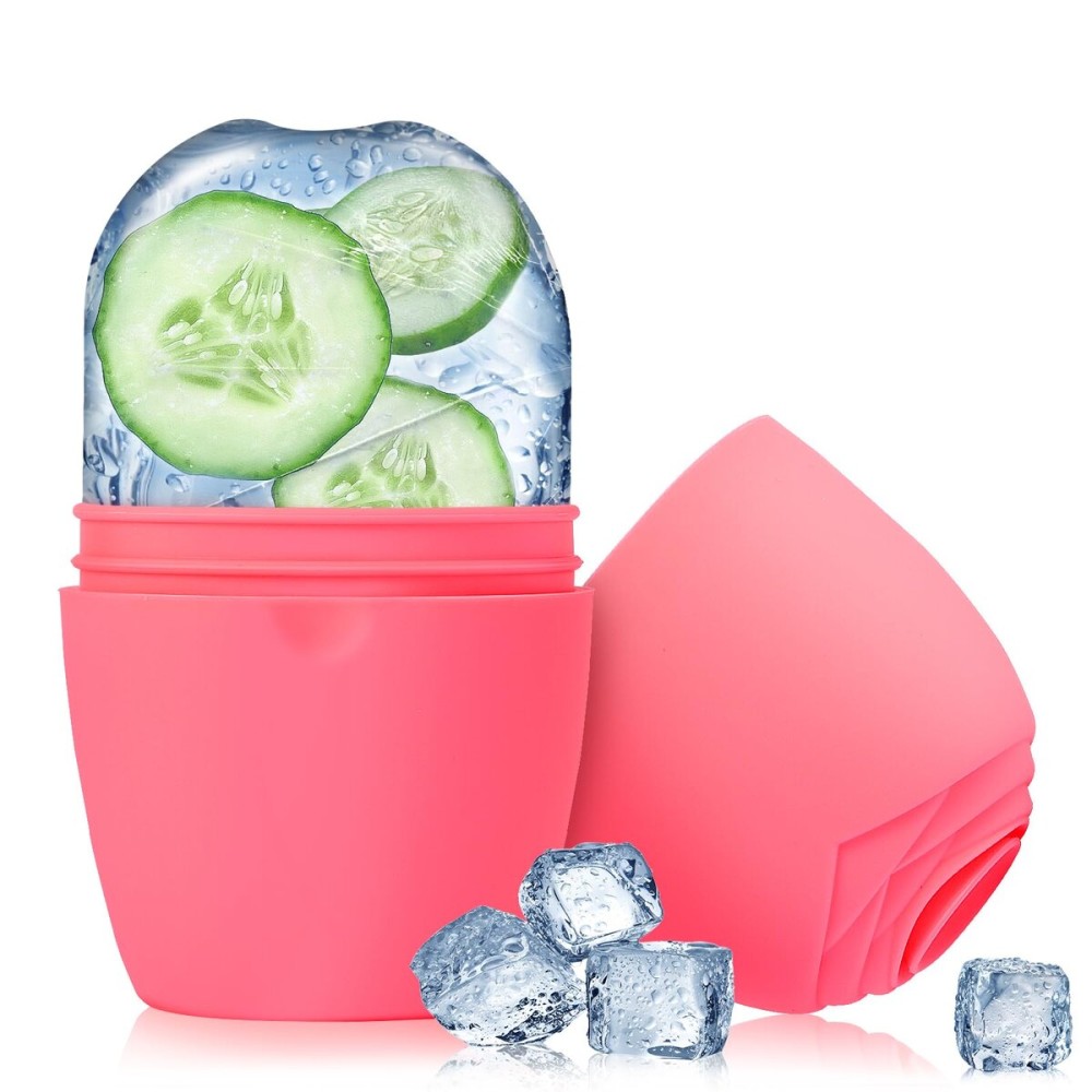 Evmliy Ice Roller for Face, Silicone Ice Roller Facial Ice Mold to Brighten Skin Enhancing Natural Glow, Reusable Ice Roller for Face & Eye Puffiness Relief, Face Roller Skin Care for Neck, Pink