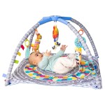 Infantino 4-in-1 Twist & Fold Musical Mobile Gym - Includes Linkable Toys, Repositionable Mirror, Feather Teether, On-The-Go Activities, Boho Styled Play Mat for Infants and Toddlers 0M+