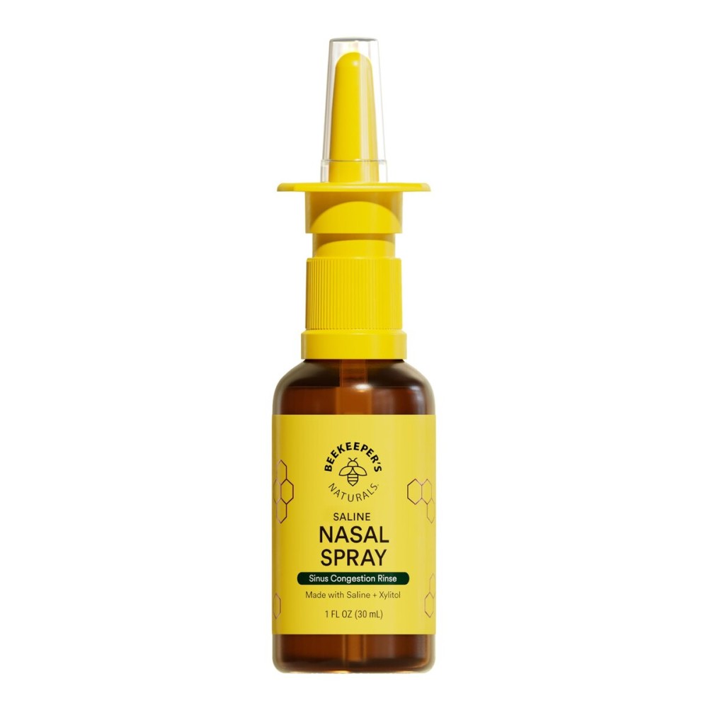 Beekeeper\'s Naturals Nasal Spray for Adults with Propolis, Xylitol & Saline, Clears Nasal Congestion, Moisturizes Sinus Canal, & Decongest Sinus Cavities, 1 fl oz
