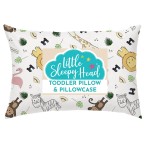 Little Sleepy Head Toddler Pillow with Pillowcase 13x18 - Kids Pillow for Sleeping - Toddler Pillow - Better Neck Support Ergonomic Pillow and Toddler Pillowcase - Best Pillows for Kids (Safari)