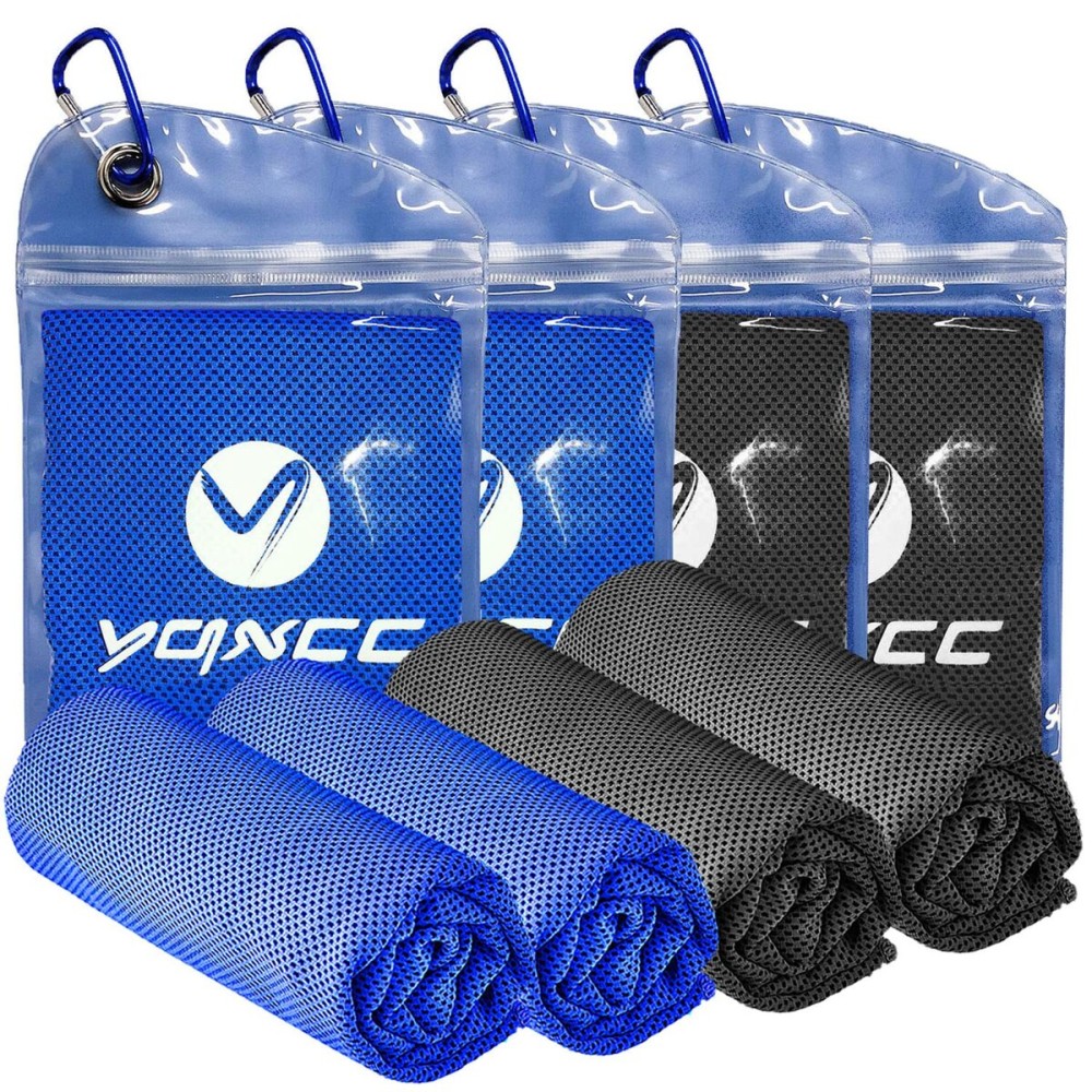 YQXCC 4 Pack Cooling Towels | 40x12 | Cool for Neck and Face | Microfiber Soft Breathable Chilly | for Yoga, Sport, Golf, Gym, Camping, Running & More Activities