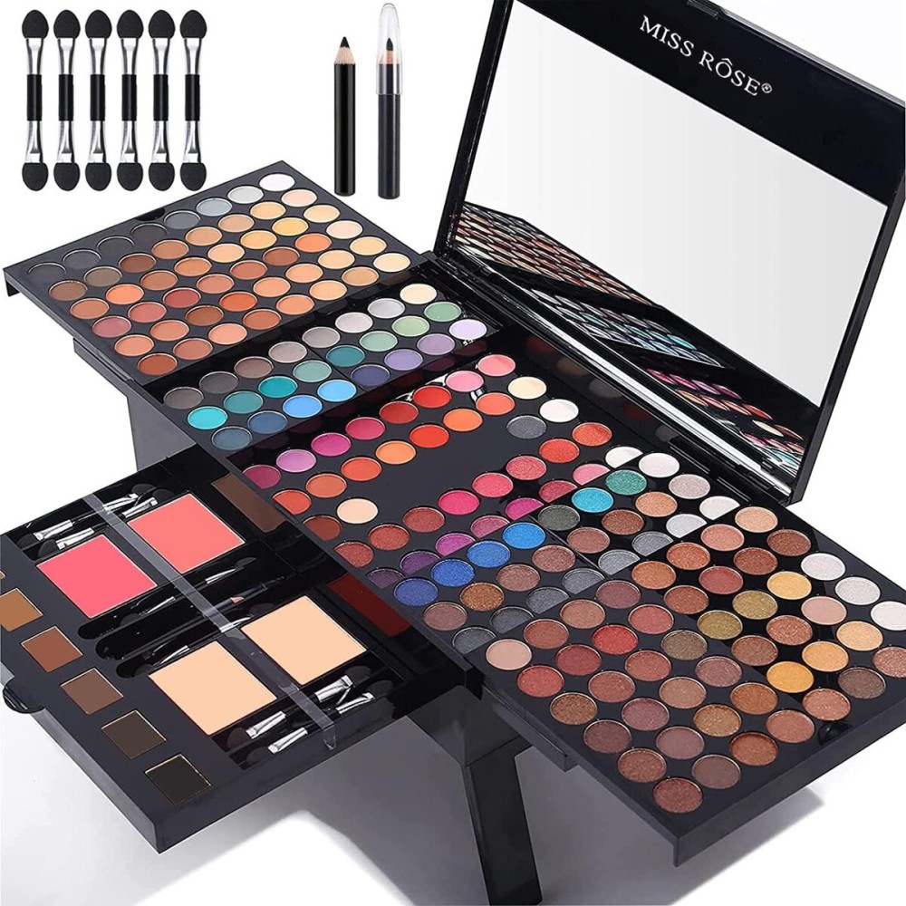 coliusa 190 Colors Professional Makeup Kit for Women Full Kit, Pallet,All In One Gift Set girls, include Eyeshadow/Facial Blusher/Eyebrow Powder/Eyeliner Pencil/Mirror/makeup brush(004N)
