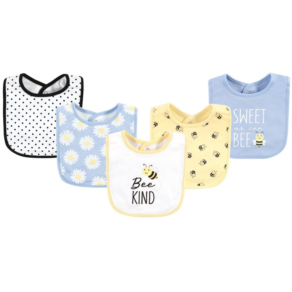 Hudson Baby Unisex Baby Cotton Bibs, Bee Kind, One Size