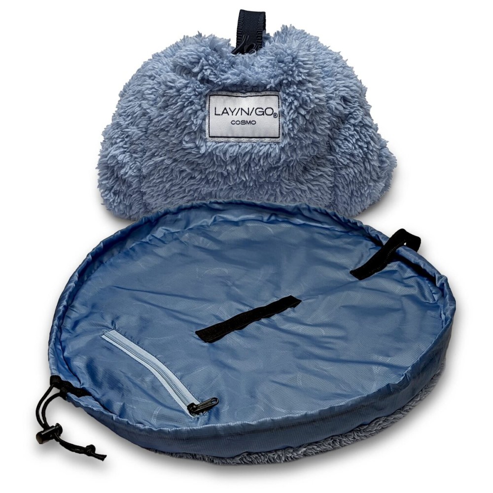 Lay-n-Go Cosmo Drawstring Cosmetic & Makeup Bag Organizer - Portable Drawstring Makeup Bag w/Zipper Pocket, Makeup Loops & More - Durable, Machine Washable Toiletry Bag (20, Comfort/Blue)