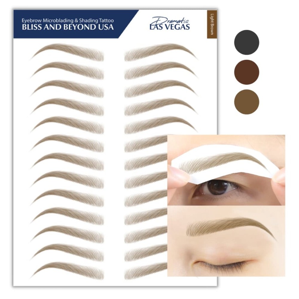 Bliss and Beyond USA | Microblading & Shading Tattoo | A combination of hair stoke and powdered brows | Non-toxic | Vegan friendly (Dramatic Las Vegas, Light Brown)