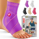 BLITZU Ankle Brace for Women, Men, Plantar Fasciitis Relief, Achilles Tendonitis Brace for Sprained Foot, Ankle Compression Sleeve with Strap Purple XL