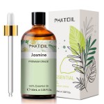 PHATOIL 3.38FL.OZ Jasmine Essential Oil with Glass Dropper, for Aromatherapy Diffusers, Humidifiers, Great for DIY Candle and Soap Making, Huge 100ML Bottle