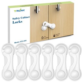 TRILINK Cabinet Locks for Babies 6 Pack, Baby Proofing Baby Safety Locks, Child Locks for Cabinets, Fridge Locks for Kids, Strong Adhesive No Drilling-Durable-Multifunctional for Furniture Kitchen