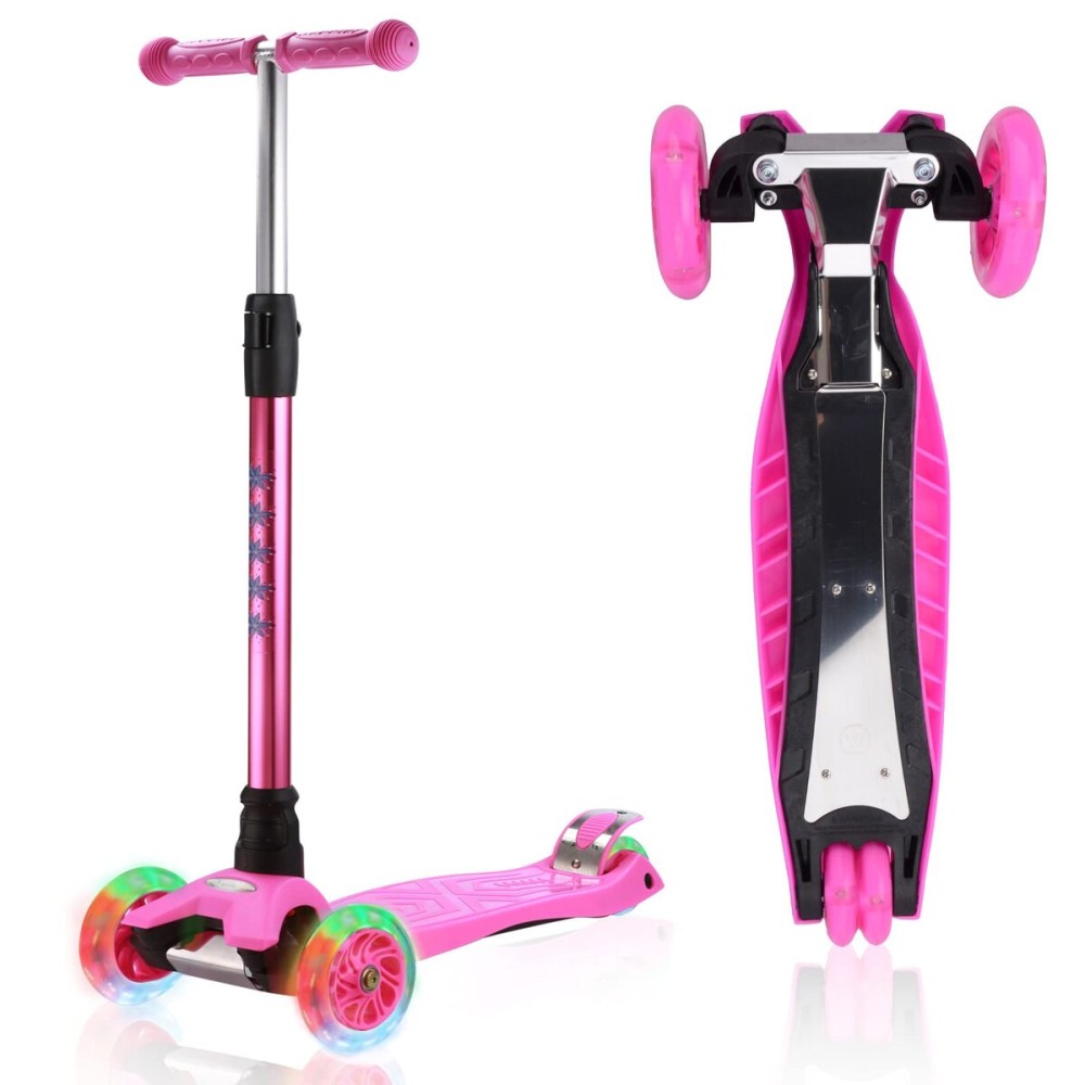 3 Wheel Scooter for Kids Ages 6-12,Kids Scooter with Light Up Wheels, Sturdy Deck Design, and 4 Height Adjustable Suitable for Kid Ages 3-12