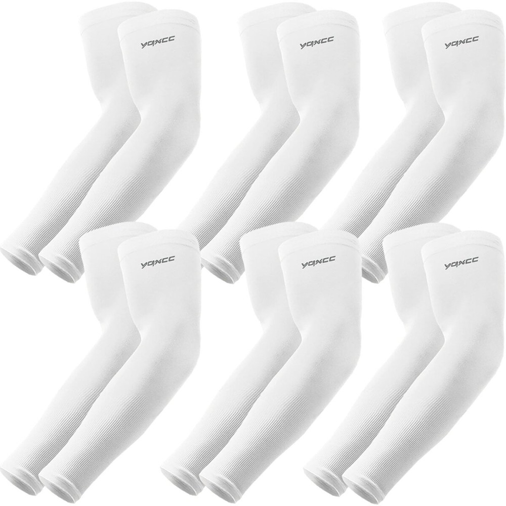YQXCC 6 Pairs Arm Sleeves, Cooling UV Sun Protection Sports Compression Sleeves for Men Women, Golf Basketball Arm Sleeves