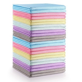 Easy Clean Fish Scale Nanoscale Dish Cloths,Streak Free Miracle Microfiber Cleaning Cloths for Kitchen,Counter,Washing Dish,Window,Mirror,Glass Lint Free Polishing Rag,All-Purpose,Reusable,Pack of 24