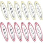 Waydress 12 Pcs Hair Clip Barrettes for Women Oval Snap Tortoise Metal Snap Clips Thin Hair Grips Ellipse Clips Non Slip Barrettes Accessories, 2.8 In(Vivid Style)