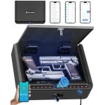 BILLCONCH Gun Safe for Handgun - Biometric Gun Safe 4 Ways Quick Access with Fingerprint/Full-digital Keypad/Key/APP Lock Handgun Pistol Safe for Nightstand Bedside Home