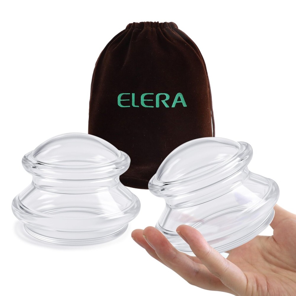 ELERA Silicone Cupping Therapy XL Size Sets, Professionally Chinese Massage Cups Tools, Silicone Cup for Joint Pain Relief, Massage Body (XL*2 Cups)