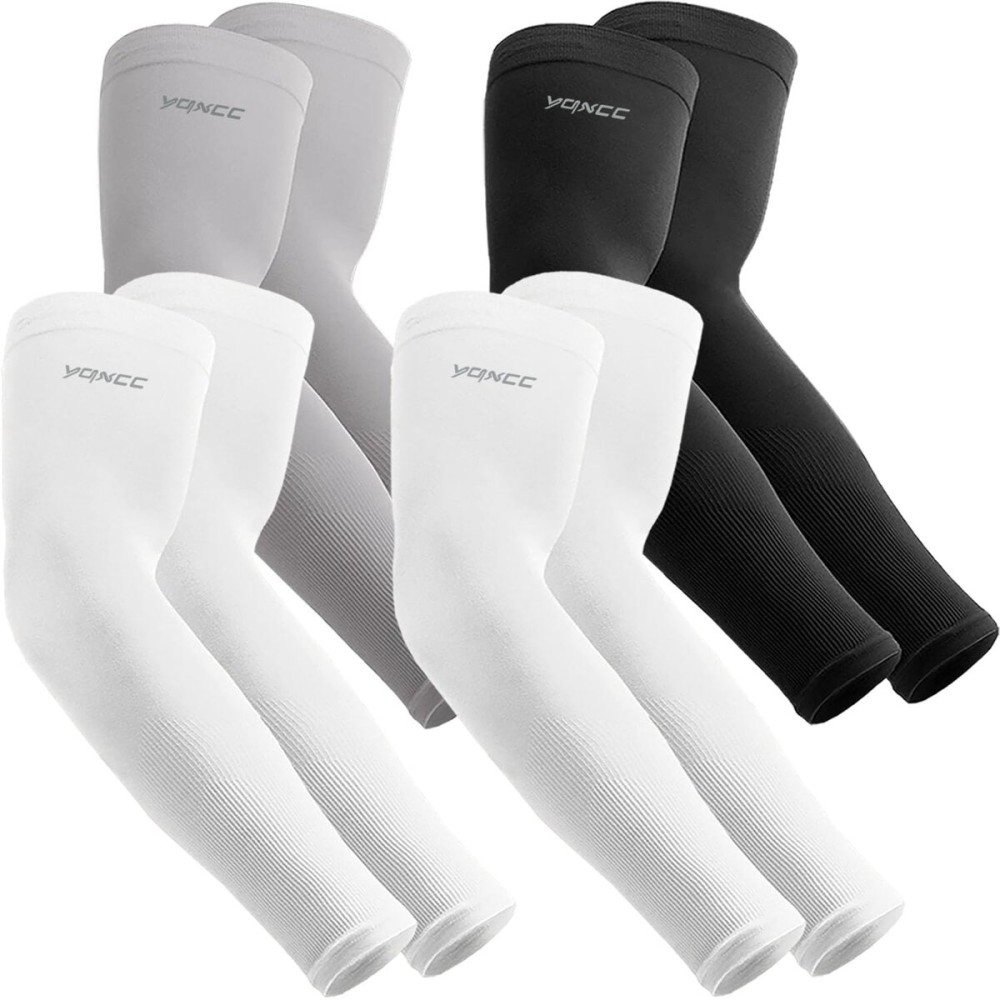 YQXCC 4 Pairs Arm Sleeves for Men Women | UPF 50 Cooling UV Sun Protection | Sports Compression Sleeves