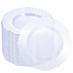 WDF 60pcs Clear Plastic Dessert Plates Disposable -7.5inch Small Disposable Clear Cake/Appetizer/Dessert Plastic Plates for Wedding, Party