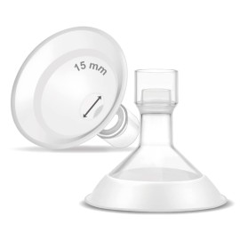 Maymom MyFit Comfy Series 15 mm Two-Piece Design Breastshield Compatible with Medela Breast Pump Parts; Replace Medela Shields; Fit MaxFlow Flex Connector; 2pc