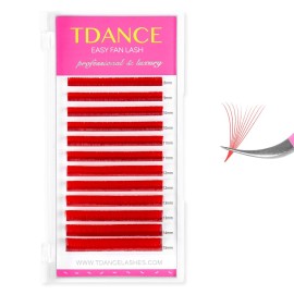 TDANCE Colorful Easy Fan Volume Lashes Eyelash Extension Supplies Rapid Blooming Volume Eyelash Extensions Thickness 0.07 C Curl Mix 8-15mm Self Fanning Eyelashes Extension (Red,C-0.07,8-15mm)