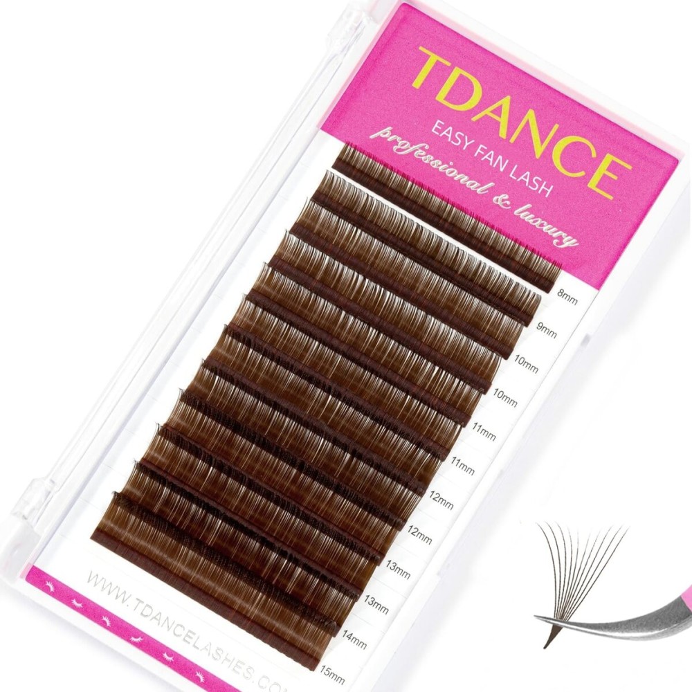 TDANCE Colorful Easy Fan Volume Lashes Eyelash Extension Supplies Rapid Blooming Volume Eyelash Extensions Thickness 0.07 C Curl Mix 8-15mm Self Fanning Eyelashes Extension (Brown,C-0.07,8-15mm)