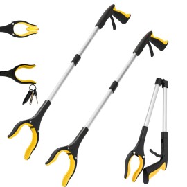 Grabber Reacher Tool -2 Pack 32 Reacher Grabber Tool with Strong Magnetic and Swivel Head - Pick Up Stick Grabbers for Seniors, Trash, Surgery Recovery Must Haves Gifts(Yellow)
