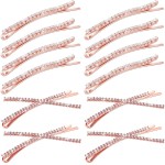 12 Pieces Rhinestone Bobby Pins Decorative Fancy Crystal Hair Clips Shiny Metal X Shaped Barrettes Bling Diamond Wedding Bridal Shower Hair Accessories for Women Ladies Girls (Rose Gold)