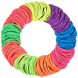Expressions 216-Piece Hair Elastics Value Pack - 4mm Neon Ponytail Holders for Women, Durable No Metal Bands for Thick, Curly, and All Hair Types