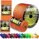 TECEUM Paracord Type III 550 Orange Yellow - 50 ft - 4mm - Tactical Rope MIL-SPEC - Outdoor para Cord -Camping Hiking Fishing Gear and Equipment - EDC Parachute Cord - Strong Survival Rope 044 n1