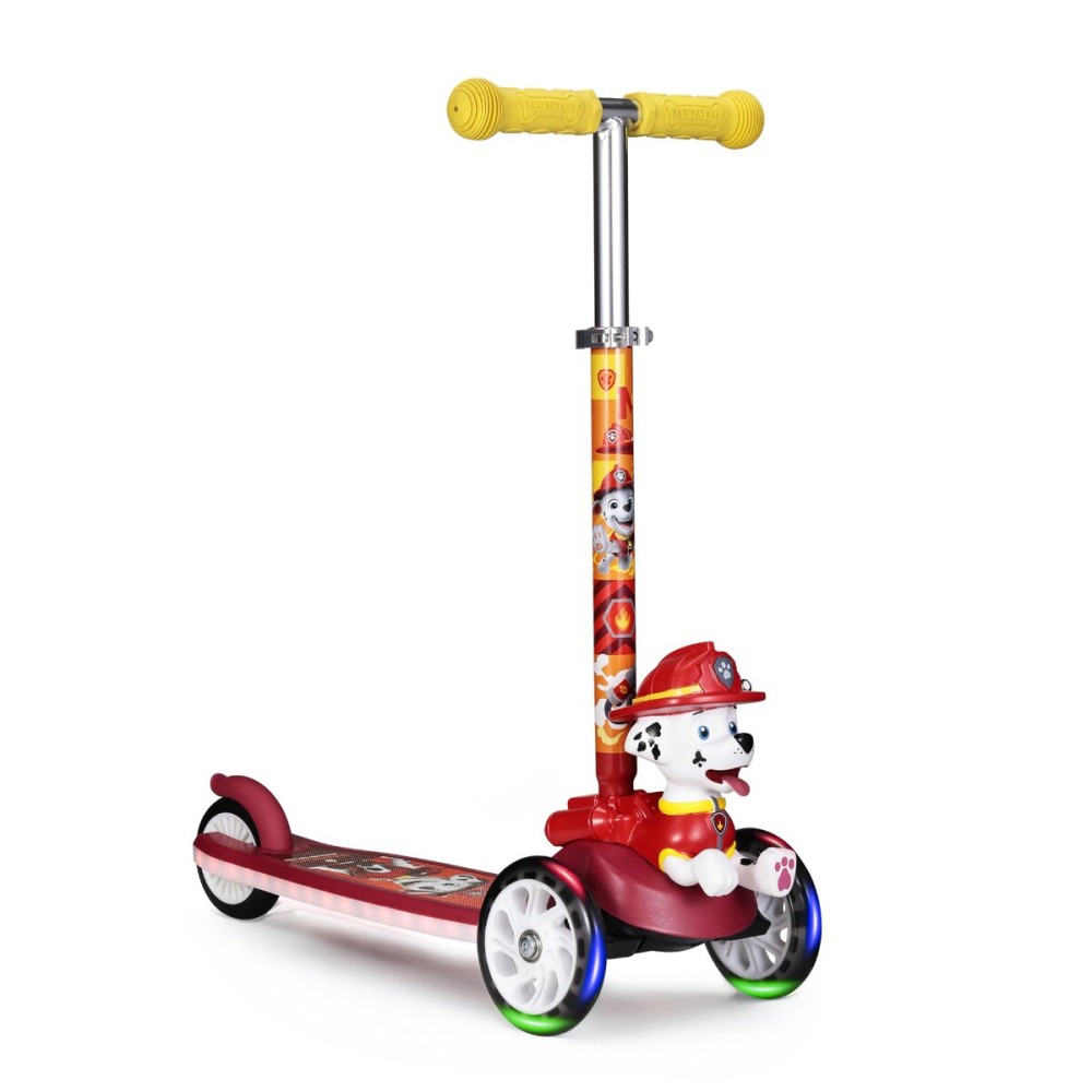 Paw Patrol Marshall Kick Scooter for Kids, Self-Balancing 3 Wheeled Light Up Scooter with Extra Wide Anti-Slip Deck, Rear Brake, for Ages 3 and up, 75 LB Limit