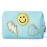 LieToi Preppy Patch Small Toiletry Bag, Smile Lightning Heart PU Leather Portable Waterproof Makeup Cosmetic Bag Daily Use Storage Purse Travel Organizer Compliant Bag for Women Girls (Canal Blue)