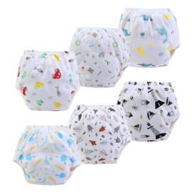 FedMois Baby Potty Training Pants Boys Girls Training Underwear Reusable (6 Pack), Dinosaurs, 1-2 Years