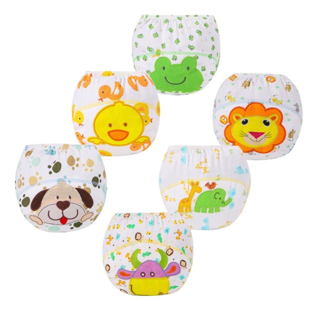 FedMois Baby Potty Training Pants Boys Girls Training Underwear Reusable (6 Pack), Animals, 1-2 Years
