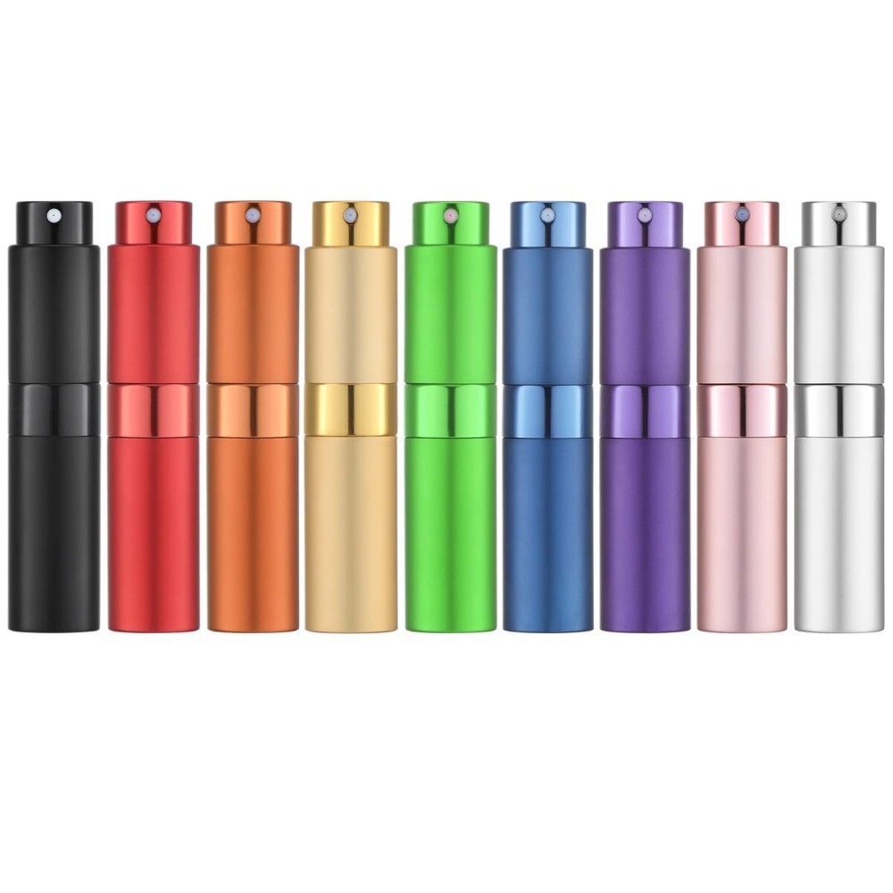 LISAPACK Atomizer Perfume 8ML Spray Bottle for Travel (9PCS), Empty Refillable Cologne Dispenser, Portable Sprayer for Men and Women (Multi-colored)