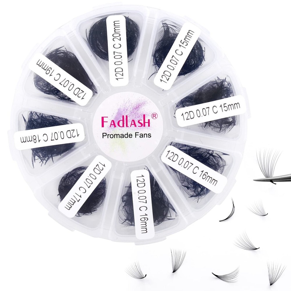 Premade Fans Eyelash Extensions 1000pcs Promades Eyelash Volume Lash Extensions Pointed Base Loose Fans Premade Lash Extensions Fans Handmade Pre Made Volume Lashes Mix (12D-0.07C, 15-20mm)