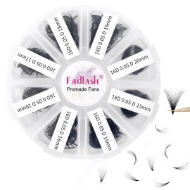 Lash Extension 1000pcs Mixed Premade Fans Eyelash Extensions D Curl Promades Eyelash Volume Lash Extensions Loose Fans Pre Made Volume Lashes Pointed Base (16D-0.05D, 15-20mm)