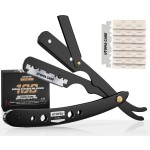 Utopia Care Professional Straight Razor for Men, Barber Straight Edge Razor Safety with 100 Pack Blades, Pink