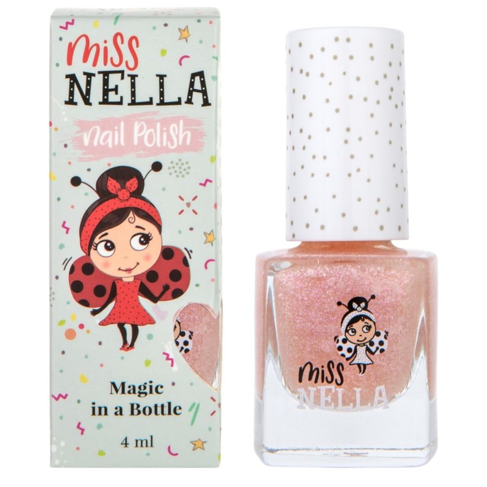 MISS NELLA Happily Ever After- Safe Special Glittery Pink Nail Polish for Kids, Non-Toxic & Odor Free Formula for Children and Toddlers, Natural Water Based for Easy Peel Off