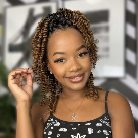 ToyoTress Tiana Passion Twist Hair - 10 Inch 2 Pcs Pre-twisted Crochet Braids Ombre Brown, Pre-looped Synthetic Braiding Hair Extensions (10 Inch, OT30-2P)