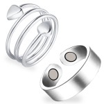 Feraco 2PCS Copper Rings for Women,99.99% Pure Copper Magnetic Thumb Ring with Magnet,Lymphatic Jewelry Gifts for Womens,Mothers Day Gifts