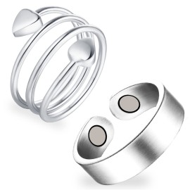 Feraco 2PCS Copper Rings for Women,99.99% Pure Copper Magnetic Thumb Ring with Magnet,Lymphatic Jewelry Gifts for Womens,Mothers Day Gifts