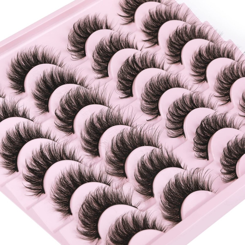 False Eyelashes Natural Look Faux Mink Lashes 12mm Short Wispy Lashes 5D Volume Strip Eye Lashes Pack by Kiromiro